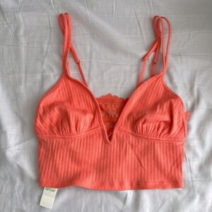 Aerie Ribbed Poppy Lace Bra Top NWT